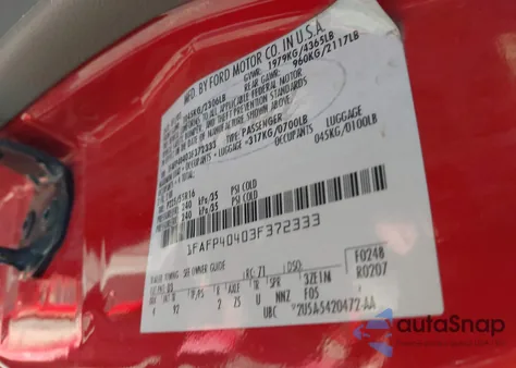 2003 Ford Mustang z USA, uszkodzony, nr VIN 1FAFP40403F372333